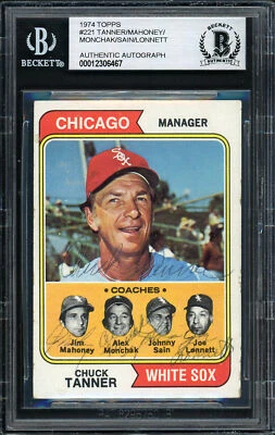 Tanner, Mahoney, Monchak, Sain & Lonnett Autographed 1974 Topps Card Beckett - Image 1 of 2