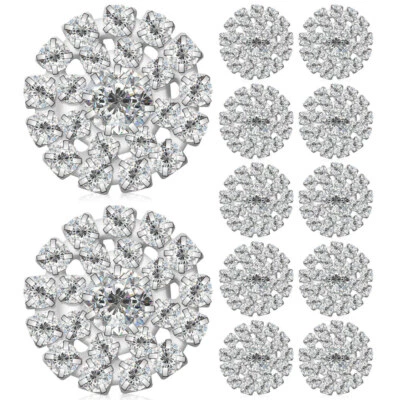  12 Pcs Black Diamante Buttons for Clothes Rhinestone Buttons, Round - Image 1 of 4