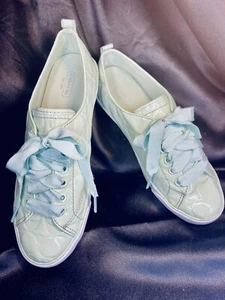 Coach Susie Sneakers Embossed Mint Green Patton leather 8.5 Excellent Con. - Picture 1 of 8