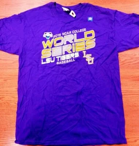 NCAA LSU Tigers Mens L 2015 College World Series Tee Purple FAST SHIP! AS - Picture 1 of 1