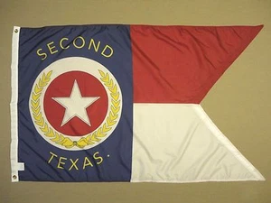 2do manillar de caballería Texas TX interior exterior bandera histórica teñida de nailon 3' x 5' - Imagen 1 de 2