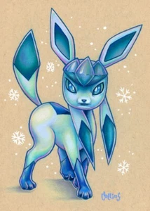 Glaceon Eevee Eeveelution Ice Type Pokemon Drawing Pop Wall Art Print Game cute - Picture 1 of 4