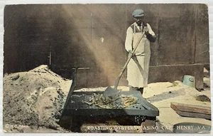 1912 CAPE HENRY, VA, BLACK MAN ROASTING OYSTERS, BLACK AMERICANA POSTCARD - Picture 1 of 2