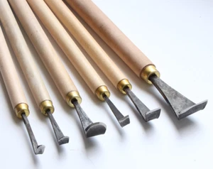 Holzschnitt Holzschnitzerei Flachkopf Rundkopf Basis Politur Schaber Haken Messer Werkzeug - Bild 1 von 10