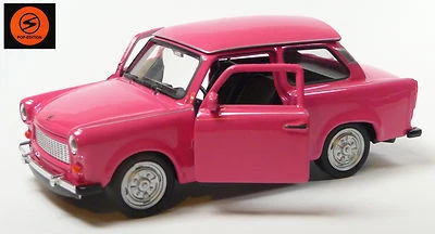 Trabi-Jubiläum 2014: 50 J. Trabant 601 Modellauto 11cm WELLY Sonderfarbe pink - Bild 1 von 3