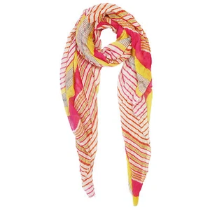 Blue Pacific Cotton Starburst Striped Scarf in Hot Pink and Yellow - Picture 1 of 6