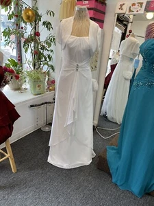 PC Mary's Bridals Bride White Gown and Bolero Jacket Short Cap Sleeves size 10 - Picture 1 of 10
