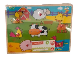 2 Kinder Holzpuzzle 7 teilig pro Puzzle, ab 18 Monaten, lustige Tiermotive, Neu - Bild 1 von 2