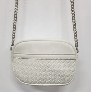 New Look White Woven Cross-body Camera Bag | Leather-Look Finish | Zip Top - Picture 1 of 9