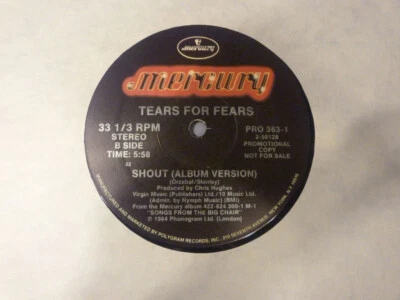 Tears For Fears - Shout - 12" Promo Single 33 1/3 rpm - VG+ - Image 1 of 4
