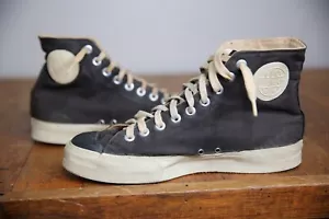 Vintage Rare 1940s US Pro-Keds Canvas High-Top Basketball Sneakers 7.5 Shoes - Picture 1 of 17