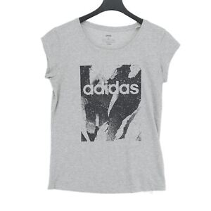 Adidas Women's T-Shirt S Grey Cotton with Polyester Short Sleeve Crew Neck Basic