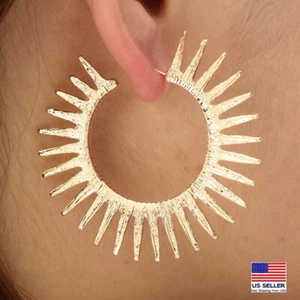 Fashion Women Vintage Earrings Ancient Gold Punk Rivet Sun Style Studs 1969 - Picture 1 of 4