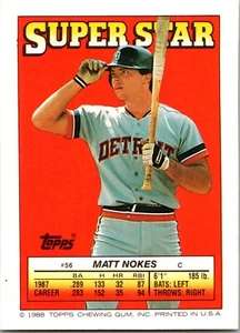 1988 Topps Super Star Mini Sticker Back - Matt Nokes - Picture 1 of 2