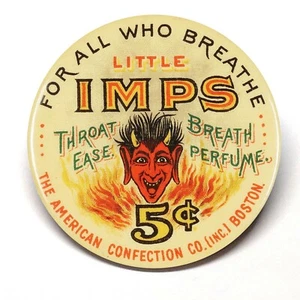 Little Imps Throat Breath America Confection Co Boston Werbung Taschenspiegel - Bild 1 von 2