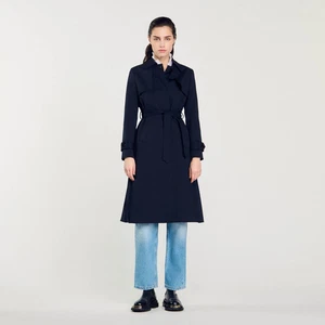 Sandro Paris Trench Coat with pleated inset Women's Size FR 36 US 0-2 - Picture 1 of 12