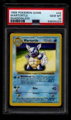 WARTORTLE #42 PSA 10 1999 POKEMON WOTC SHADOWLESS BASE SET - Image 1 of 2