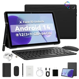 2025 Android 14 Tablet 64GB ROM (1TB TF) 10 inch WiFi 5000mah Dual Camera Black - Picture 1 of 18
