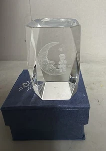 Cristal 3D Grabado Láser Ángel con la Luna Pisapapeles Holográfico Vidrio - Imagen 1 de 6