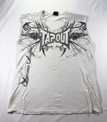 Vintage Tapout sleeveless cutoff shirt L MMA Graphic Tee Distressed Holes Grunge - Image 1 of 4