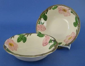 2 cuencos de sopa de cereal Franciscan Desert Rose Inglaterra sello trasero flores borde de vid - Imagen 1 de 2
