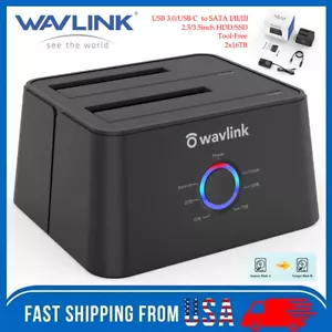 Wavlink 2 Bay External Hard Drive 2.5"/3.5" HDD SSD Enclosure USB 3.0 to SATA - Picture 1 of 16