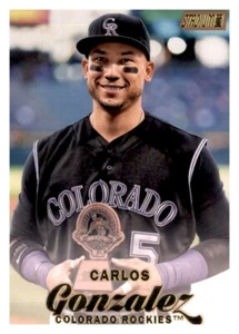 2017 Stadium Club Gold Foil Carlos Gonzalez MLB Insert Parallel PWE Rockies #134 - Picture 1 of 2