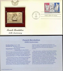 French Revolution--200th Anniversary--1st day issue-Golden Replica - Picture 1 of 1