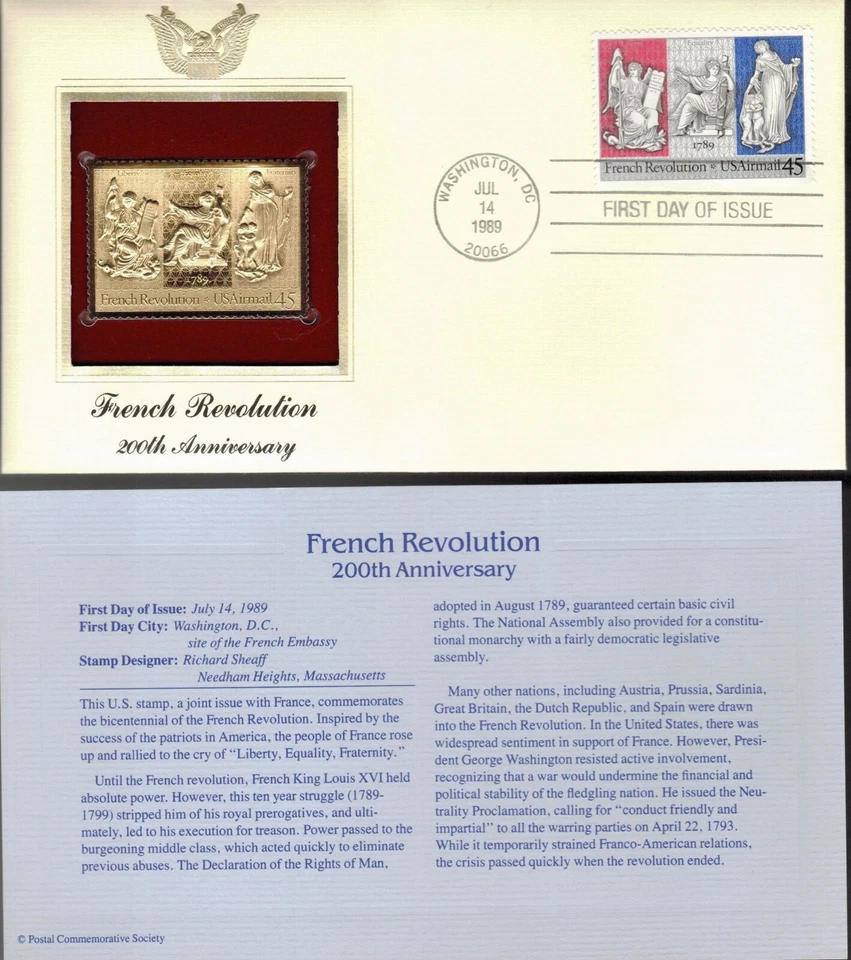 French Revolution--200th Anniversary--1st day issue-Golden Replica - Image 1 of 1