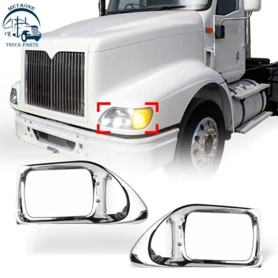 Juego de biseles de faros cromados para International 9200 9400 5900 par lateral derecho y derecho Foto 1 de 4