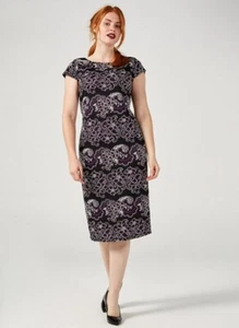 Ronni Nicole Purple Floral Scuba Shift Dress Size UK 10 - Picture 1 of 14