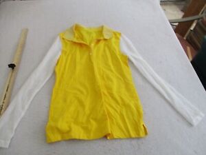 Womens Croft & Barrow yellow white long sleeve blouse sz xs