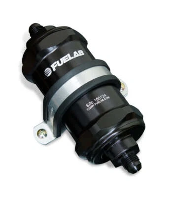 Fuelab 818 In-Line Fuel Filter Standard -10AN In/Out 40 Micron Stainless - Black - Image 1 of 4