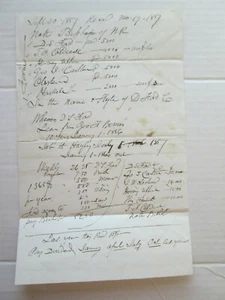 ONE (1) NOVEMBER 19, 1857, ACCOUNTING as seen in pictures - Picture 1 of 5