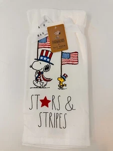 Rae Dunn Peanuts Snoopy Kitchen Towel Set, Stars & Stripes, 4th of July, NEW - Picture 1 of 9