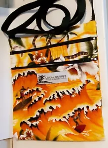Local Design Bag Crossbody Purse Shoulder Orange Surf Hawaii Island w/3 Pockets - Picture 1 of 4