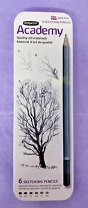 324. 6 lápices de dibujo Derwent Academy de colección dureza seleccionada en lata de regalo de metal - Imagen 1 de 8