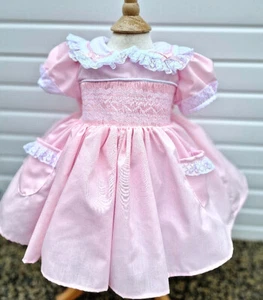 Dream baby girls 0-7 years pink hearts smocked traditional lined netted dress - Picture 1 of 6