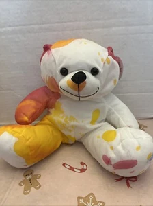 Noah's Ark Animal Workshop White Pink Orange Teddy Bear Tye Dyed Bear Plush Toy - Picture 1 of 6