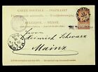 SEPHIL BELGIUM 1892 10c UPU POSTAL CARD FROM ANVERS TO MAINZ GERMANY W/ CACHET