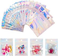 100 Pieces Mylar Bags Holographic Packaging Bags, Foil Pouch One Size, Clear 