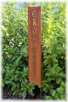 Gartenschild Edelrost Metall Moin Moin Servus Grüß Gott Garten Deko Rost Schild - Bild 1 von 4