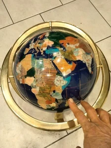 Vintag Heavy Brass 330 mm 13" Diameter Gemstone Glob World Map Compass $1200 - Picture 1 of 8
