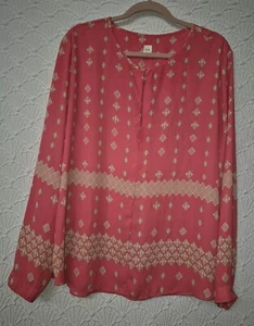 Blusa donna Gap XXL rosa con un bel disegno avorio e marrone buone condizioni  - Foto 1 di 8