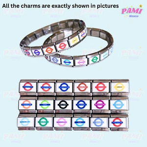 Italian charm London undergound style modular bracelet - Picture 1 of 4