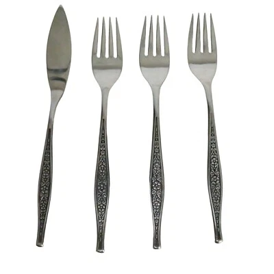 Cubiertos de acero inoxidable Imperial International Encanto 3 tenedores de ensalada 1 cuchillo de mantequilla Foto 1 de 4