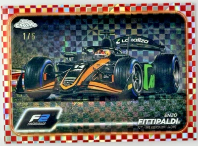 2024 Topps Chrome Formula 1 Enzo Fittipaldi #111 Red Checker Refractor 1 /5 - Image 1 of 2