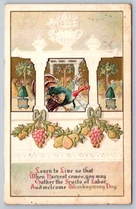 Erntedankfest, Türkei, Bauernhofszene, antike Postkarte 1912 J Hermann Jugendstil - Bild 1 von 2