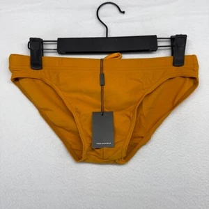 Todd Sanfield Swim Brief Mens Medium Brown Orange Butterscotch Shallow Solid NEW - Picture 1 of 5