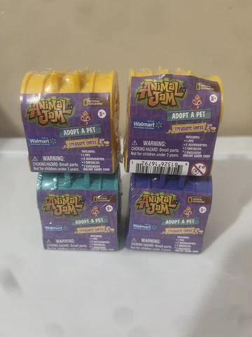 Animal Jam Log Of 4 Adopt A Pet Blind Treasure Chest NEW Sealed Cover